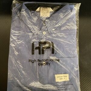 Waffle House Uniform Shirt Women's Large Blue Short Sleeve Collared Work Shirt